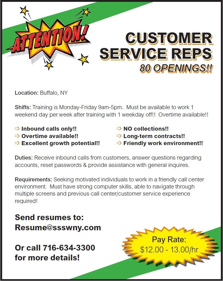 Customer service representative job opportunities